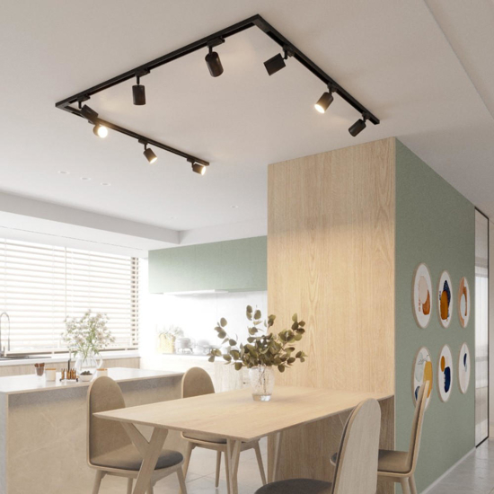 Sistema plafoniera a binario trifase 220v nero con faretti
